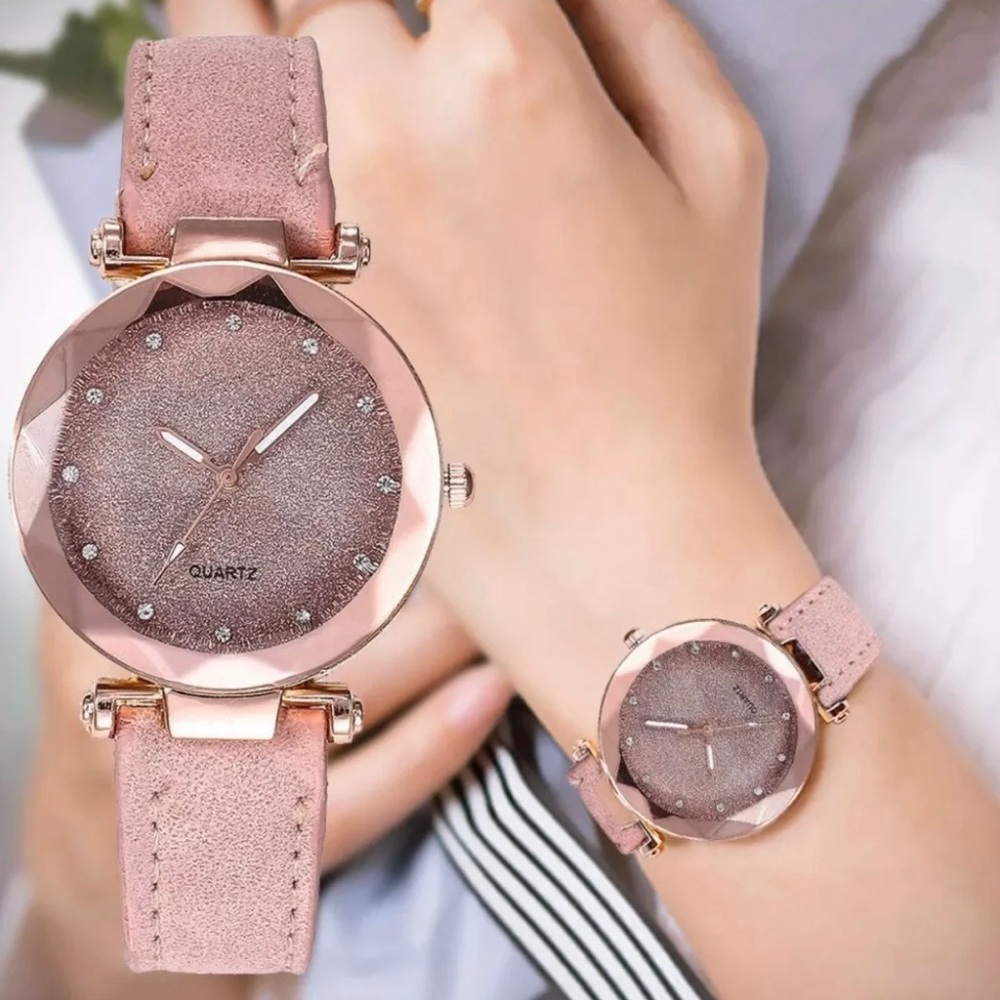 Pink Quartz Asian Glitter Watch